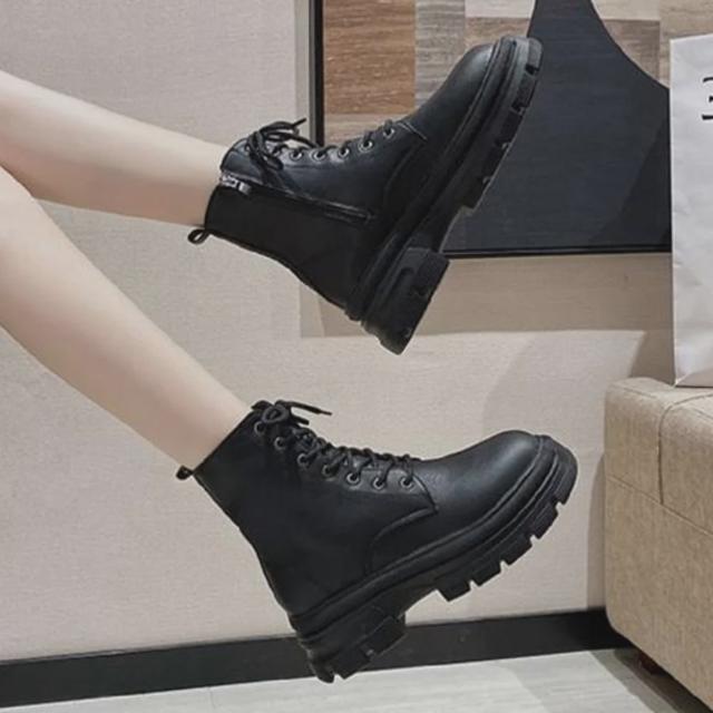 여성신발 레이스업 키높이 발목 워커부츠 패션슈즈