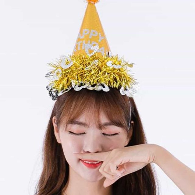 실버솜방울생일고깔모자 생일모자 생일왕관