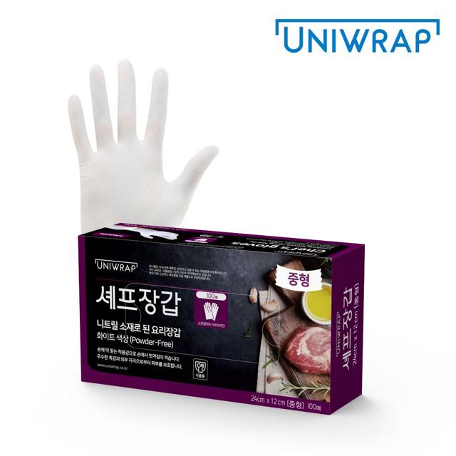 테이팍스 셰프장갑 화이트 중, 주방 비닐장갑 100매