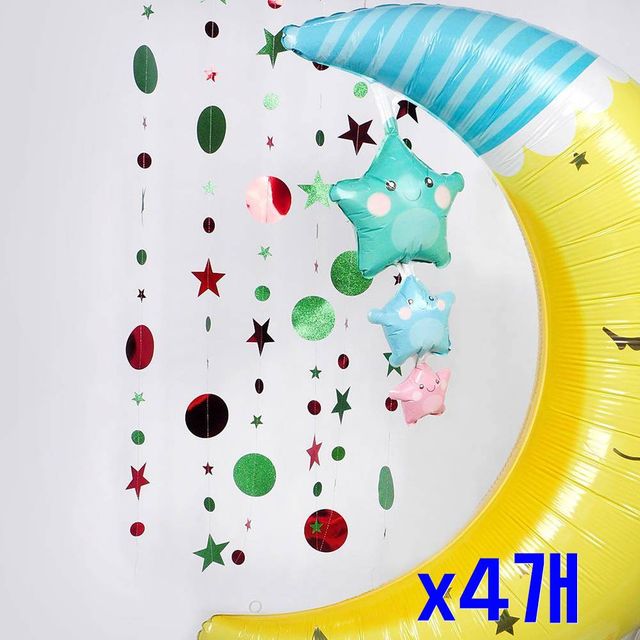TBZ 그린앤레드 달과별 파티데코 가랜드 x4개 파티소품