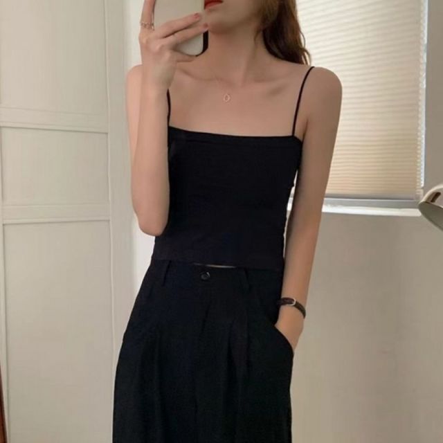 둥근끈 일자핏 브라렛 나시탑 여성 이너웨어 데일리 언더웨어 블랙 M L XL