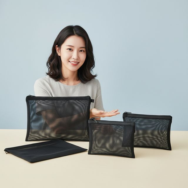 여행용 메쉬 파우치 3종 세트 투명 화장품 수납망 가방 정리함