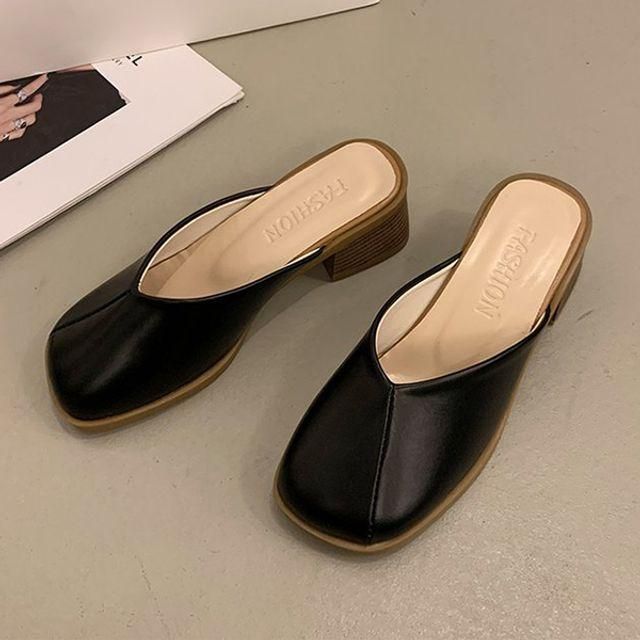 여성 키높이 미들힐 사무실 뮬 블로퍼 5cm 모던