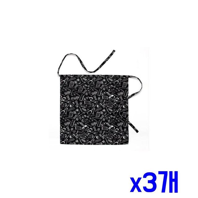 TBZ 깔끔 허리 미니 포켓 일러스트 앞치마(블랙) x3개