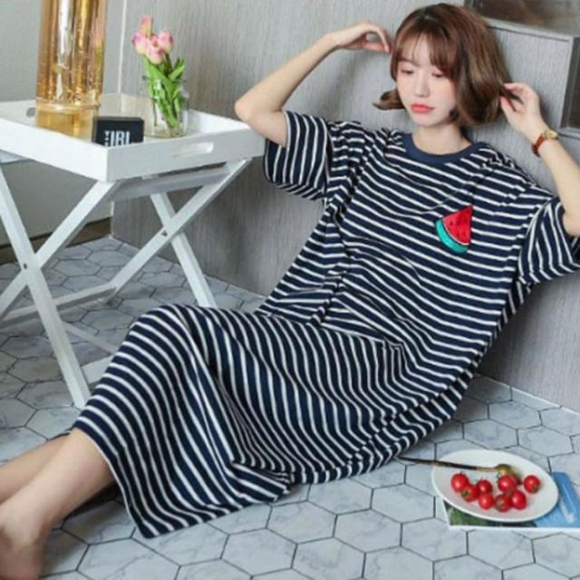 과일 반팔 롱 원피스 잠옷 오버핏 박스핏 빅사이즈