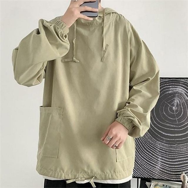 남성 후드 바람막이 남성 오버핏 바람막이 데일리 아노락 자켓 봄바람 트레이닝 루즈핏 티셔츠 캐주얼