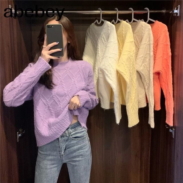 가을 겨울 니트 터틀넥 스웨터 여성 두꺼운 긴 오버