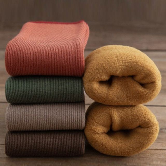 여성 겨울 보온 융털 골지 장목 기모 양말 5color