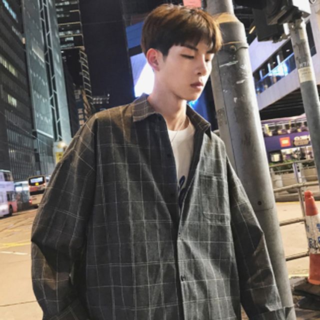남성캐주얼남방 체크셔츠 카라넥셔츠 가을남방