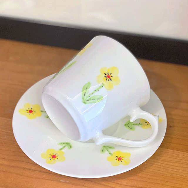 벨루즈 플라워 도자기 커피잔 세트 홍차 컵앤소서