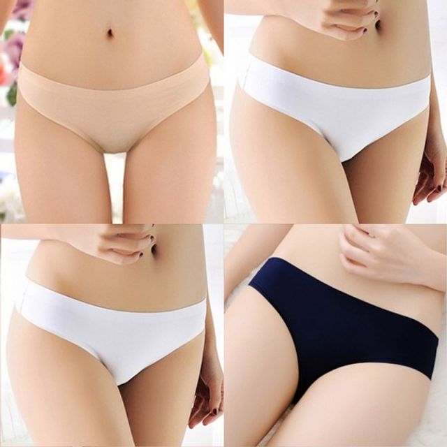 여성 심리스 팬티 화이트 누디 삼각 노라인 속옷