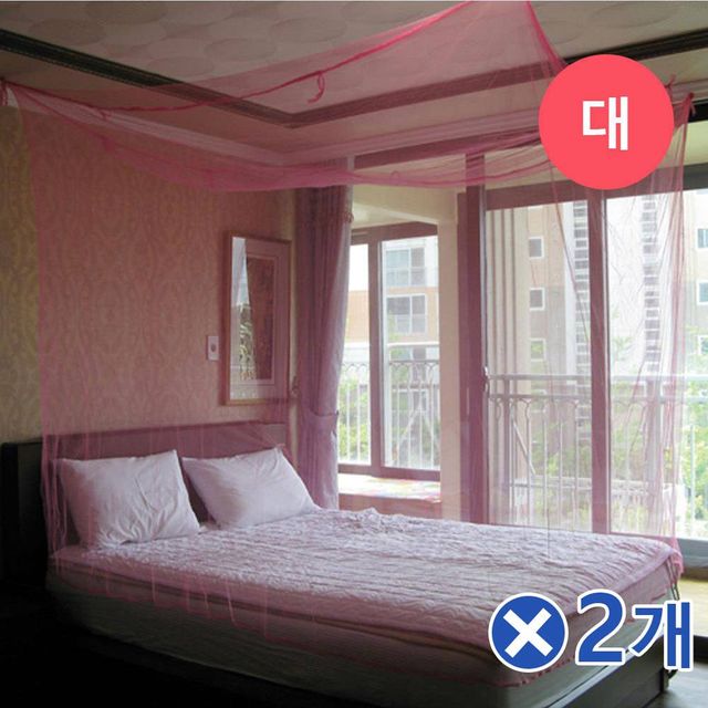 TBZ 사각형 심플모기장 핑크-대x2개 침대용모기장