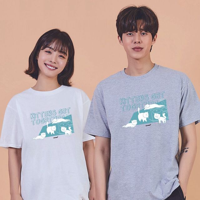 키밍 맨투맨 후드티 TOGETHER 고양이 캐릭터반팔티
