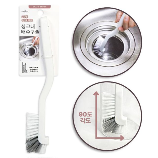 혜명몰 나무이야기 싱크대 배수구솔 L자형 화장실청소브러쉬 틈새청소브러쉬 배수구청소솔 바닥청소솔 틈새