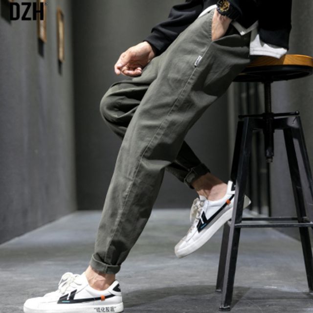 롤업 배기바지 크롭팬츠 허리밴딩 면바지