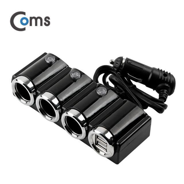 Coms 12V 차량용 시가 소켓 3포트(3구) USB 2포트