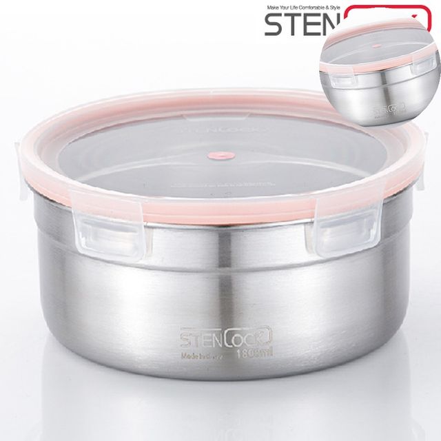 밀폐보관통 스텐보관용기 스텐 원형밀폐용기 1800ml