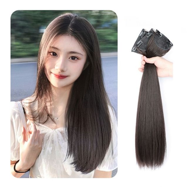 3pcs 인조모 헤어피스 부분가발 똑딱핀 붙임머리