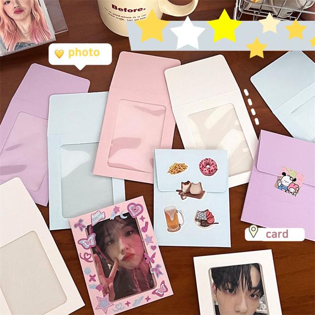 마카롱 포토카드 투명창 종이봉투
