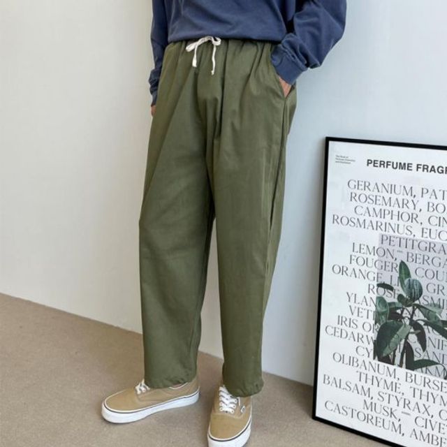 남성 캐주얼 일자 벌룬 와이드 배기 팬츠 데일리 바지