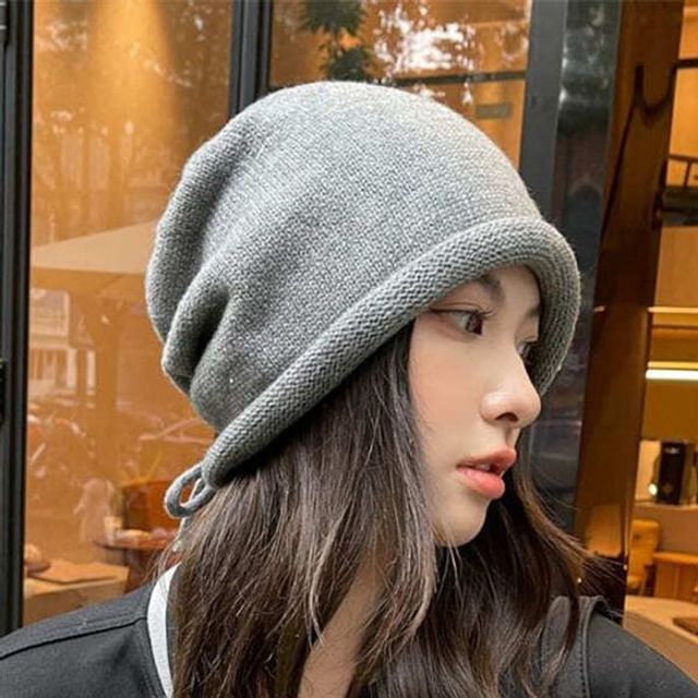 끈리본 여성 비니 방한 겨울 털모자 보온 니트 모자 겨울모자 방한모자