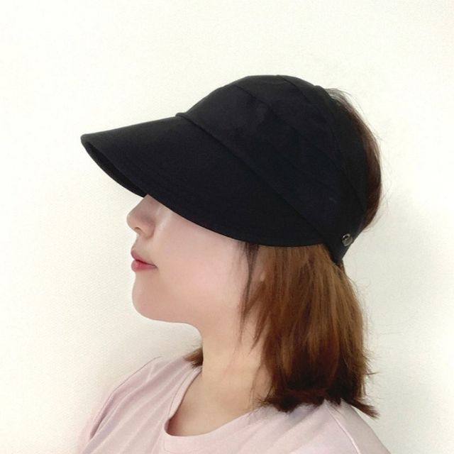 경량 무지 썬캡 베이지 블랙 여성용 사이즈조절