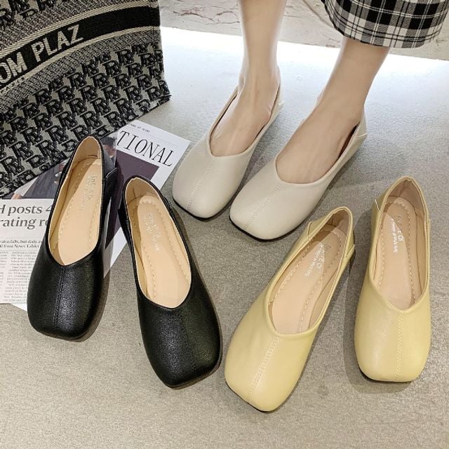 여성 사각코 플랫 슈즈 블로퍼 뮬 3컬러 단화