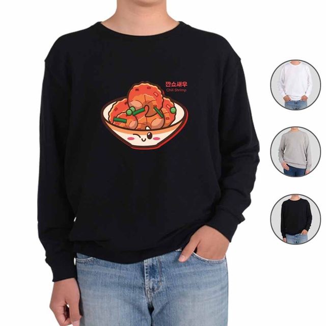맨투맨 프린팅 티셔츠 배달음식 깐쇼새우 디자인