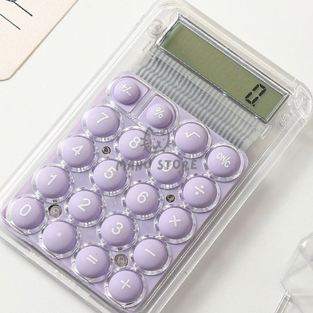 이쁜계산기 사무용품 투명 미니 계산기 퍼플