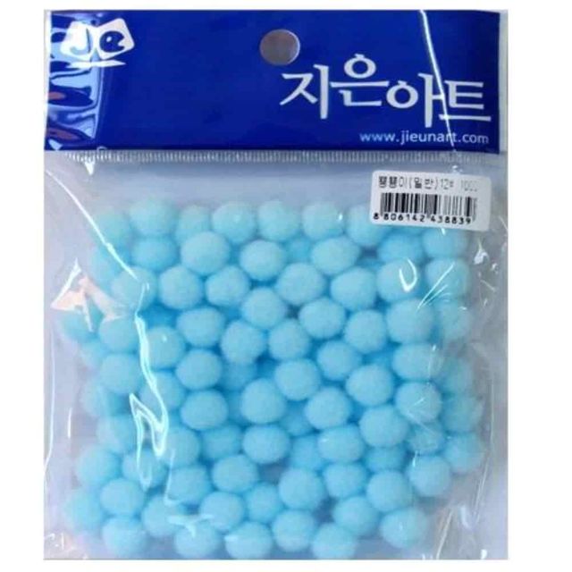 뿅뿅이 12mm 하늘 악세사리부자재 폼폼이 칼라솜 파스텔뿅뿅이