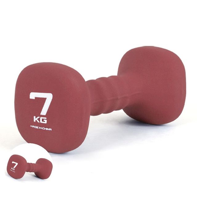 홈트도구 덤벨운동 아령 네오프렌 사각아령 7kg 단품1개 버건디