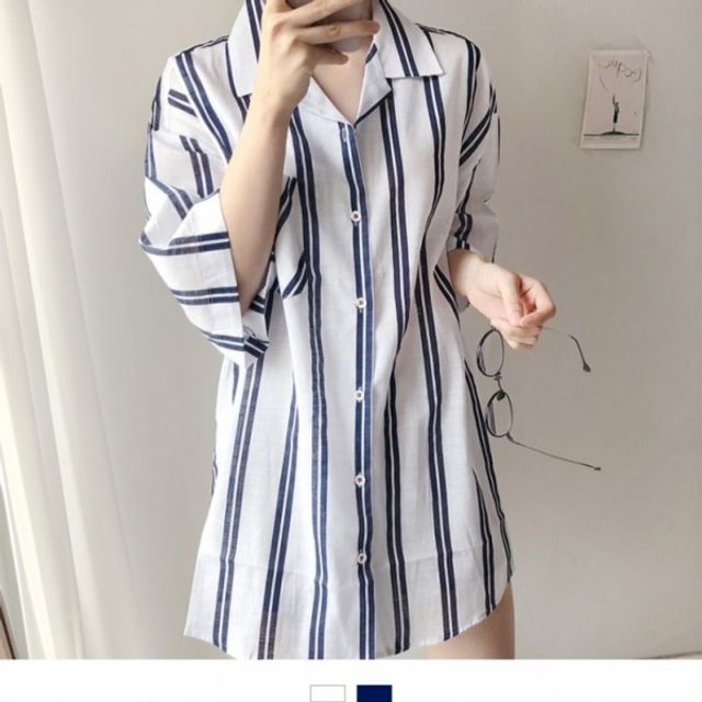 린넨 오버핏 스트라이프 셔츠 여성 여름 커플룩 추천