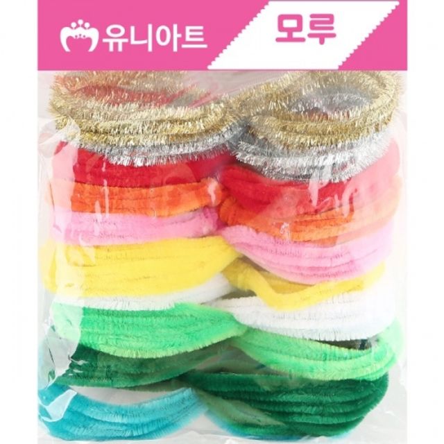 혜명몰 유니아트 10000 모루세트 3M (10색혼합) - 개 (1개입) 트리꾸미기재료 만들기철사 색상철사 털모루