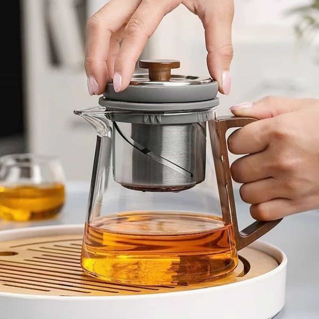 회전 필터 차주전자 800ml 미니차주전자 유리찻주전자