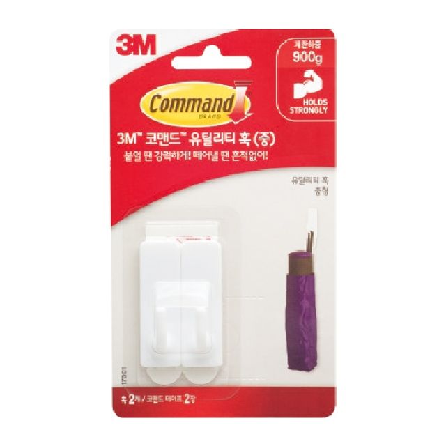 혜명몰 3M)코맨드 유틸리티훅(17501/중) 주방걸이 가위걸이 벽고리 가방걸이 모자걸이