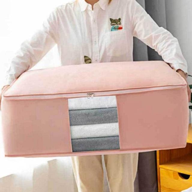 이불 보관함 핑크 특대형 부직포정리함 가방 보관팩