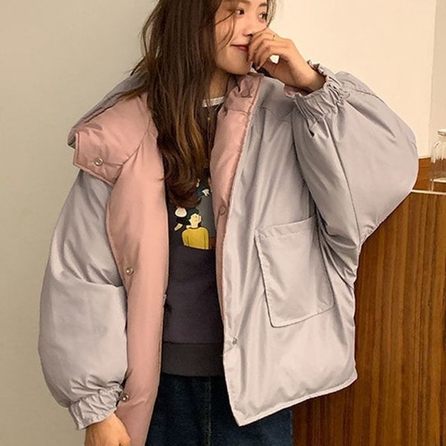 투톤 리버시블 점퍼 여성 겨울 데일리