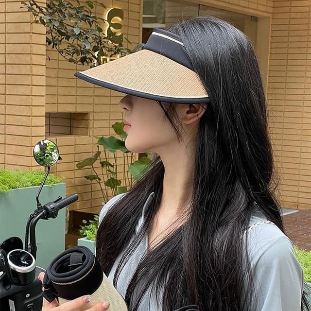등산밀짚모자 데일리 등산 이중디자인 밴딩처리 자외선차단모자 베이지