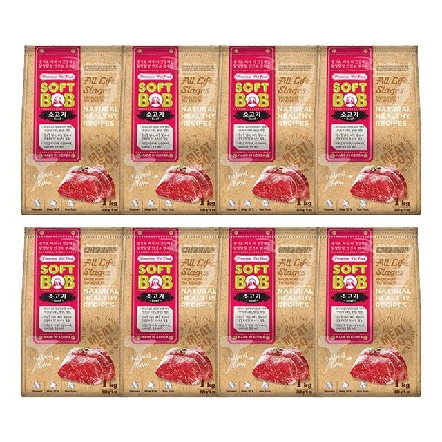 강아지 소프트사료 소고기 애견 습식사료 1kg x8