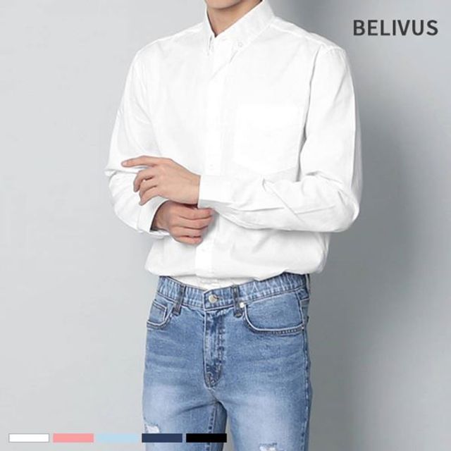 빌리버스 남자 카라 셔츠 BBI001 무지 일반핏 남방