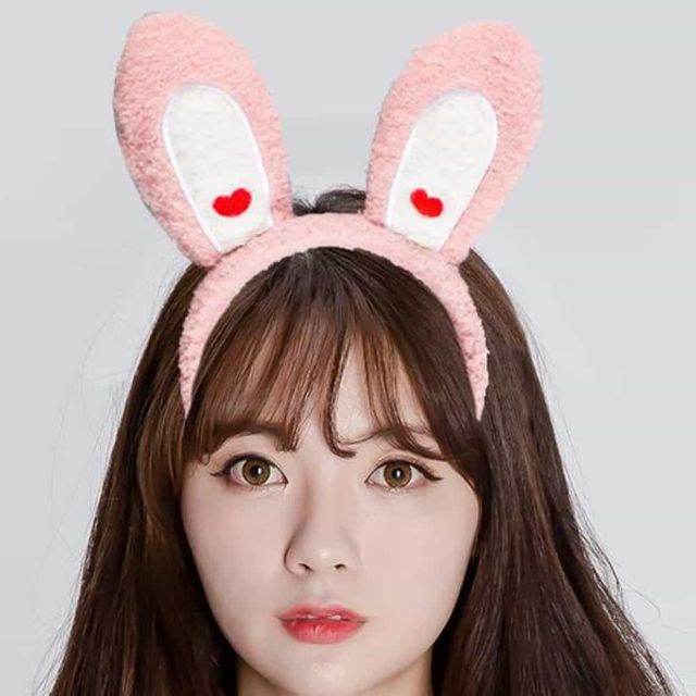 러블리토끼머리띠하트핑크 행사용머리띠 생일머리띠