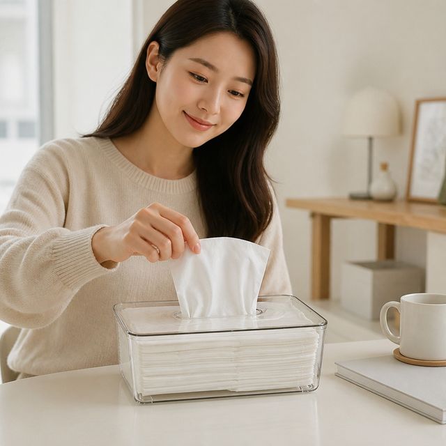 휴지 보관함 투명 아크릴 케이스 거실 테이블 화장대 인테리어 소품