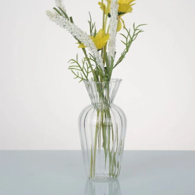 플리츠 유리 꽃병 오브제 화병