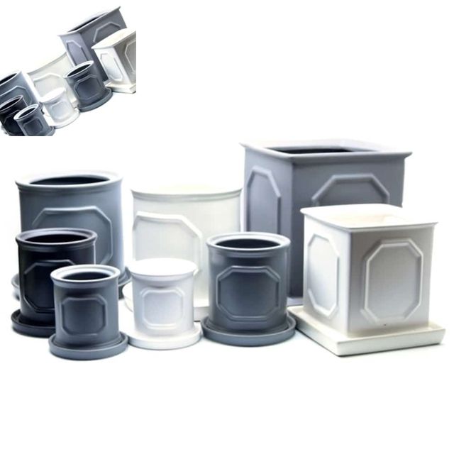 도기 몰딩 화분 원형 20x21cm 사각화분 도기화분 베란다화분 배수화분