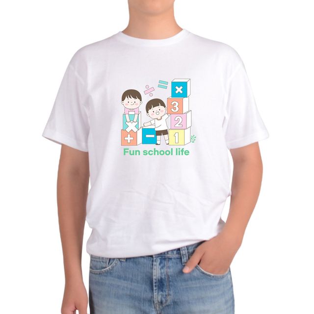 반팔화이트 남녀 과외활동 학교생활 친구 체육활동 티셔츠