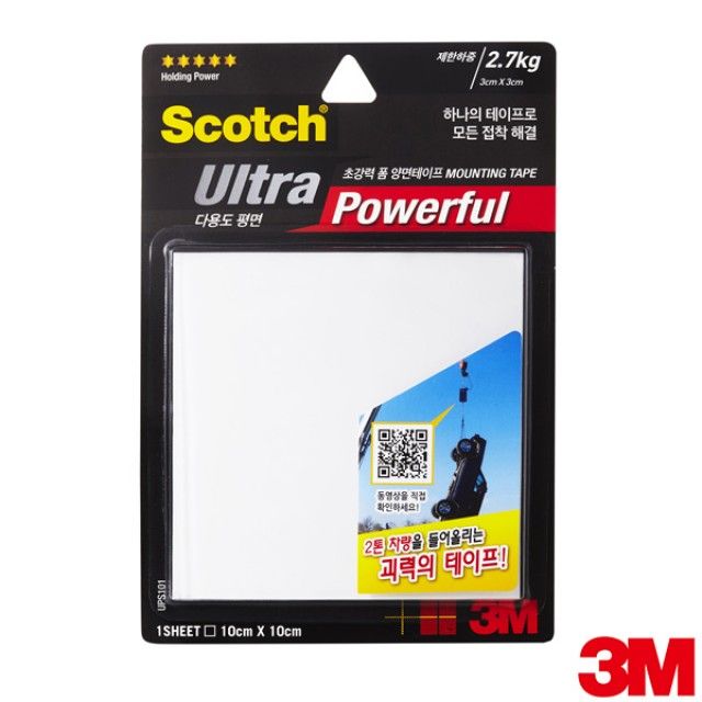 3M 폼 양면테이프 UPS101 10cmx10cm 소형 다용도 접착 패드