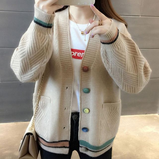 니트롱 코디 신상 아우터 루즈 기본가디건 여성 오픈