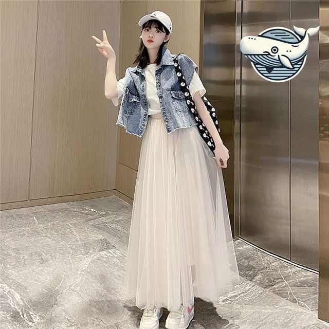 여성 우아한 롱 스커트 청순 발레리나 스타일