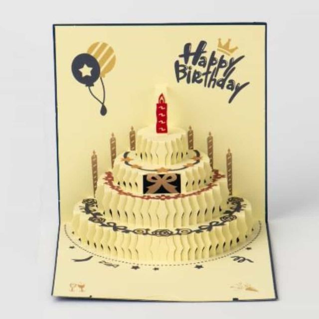 생일 팝업 카드 입체 편지, 블루 축하카드