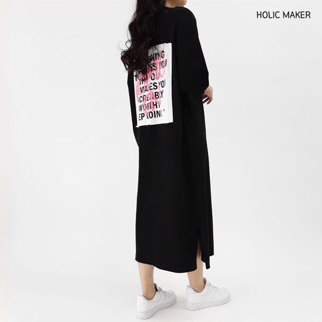 원피스 홀릭메이커 라운드넥 HPNT004 드레스 반팔 롱